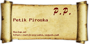 Petik Piroska névjegykártya